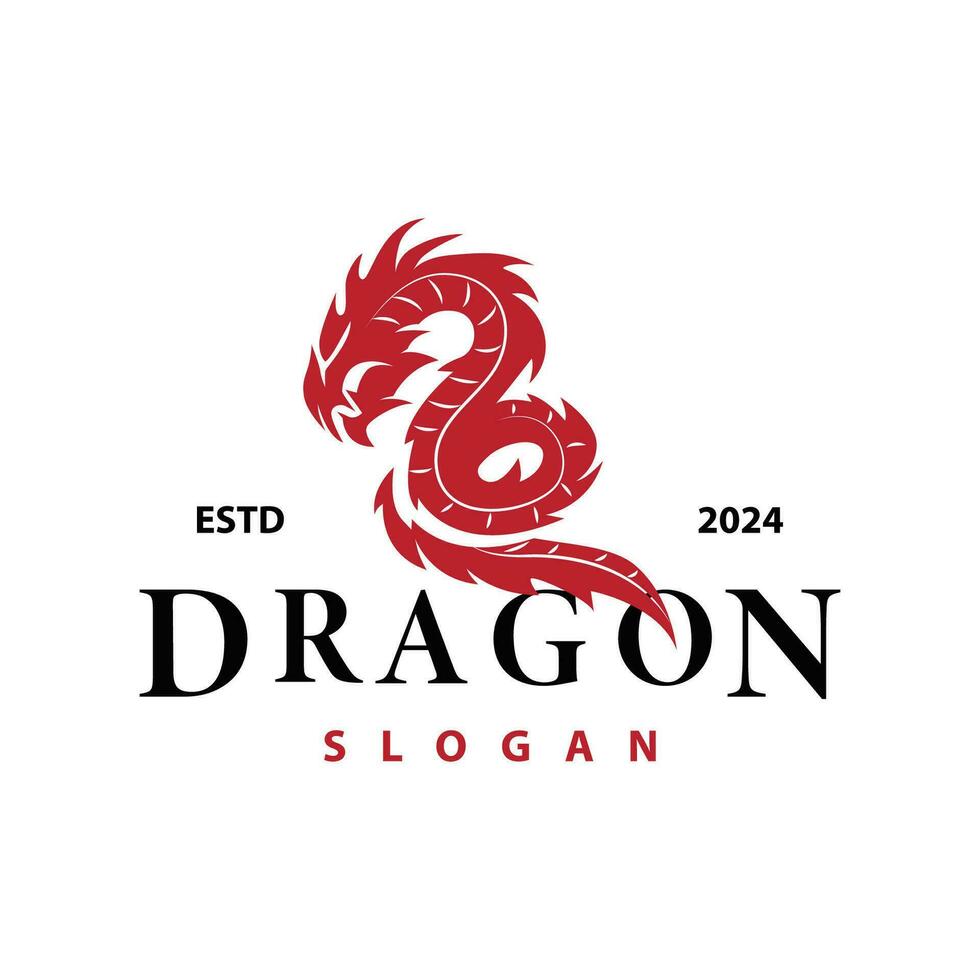 Drachen Logo einfach Design Tier Legende Drachen Silhouette Illustration Vorlage vektor