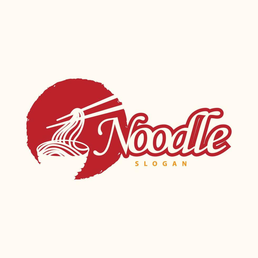nudel logotyp vektor traditionell japansk mat Ramen spaghetti restaurang varumärke silhuett design mall