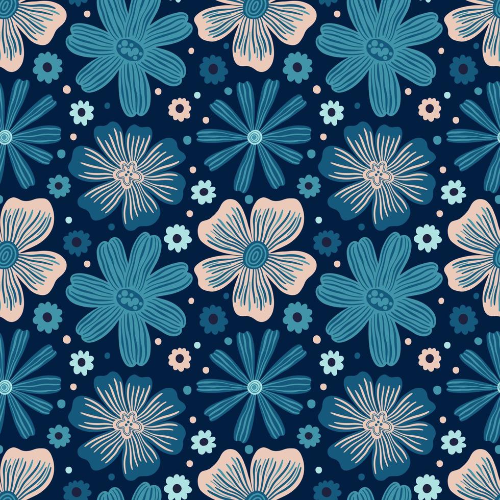 nahtloses Muster Blumen. Modedruck von Textil. Vintage-Blumendesign vektor