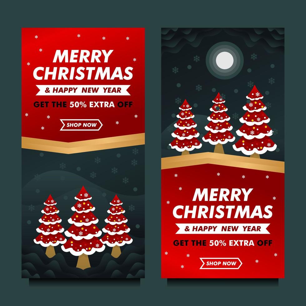 Weihnachts- und Neujahrs-Mega-Verkaufsbanner mit Nachthintergrundschablone vektor