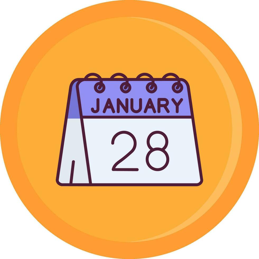 28: e av januari linje fylld ikon vektor