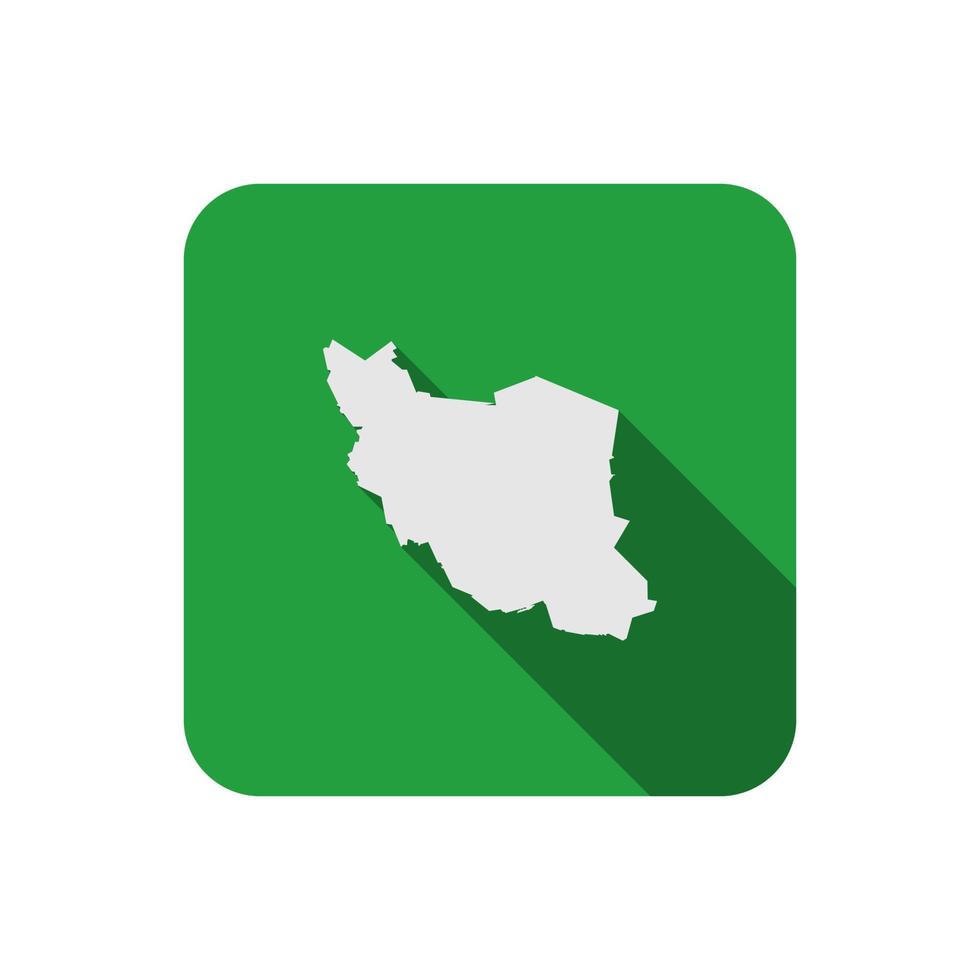 karta över iran på grönt torg med lång skugga vektor