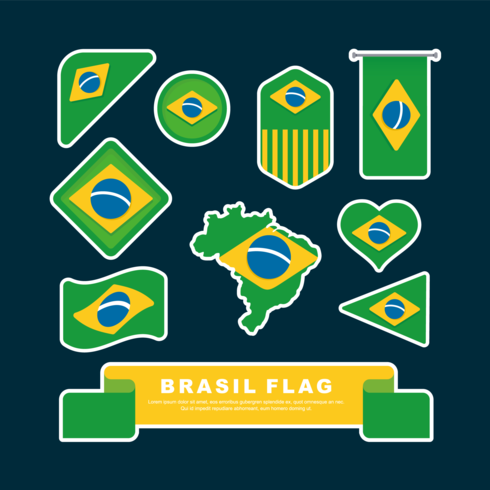 brasil flagga clipart set vektor
