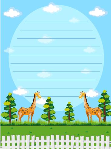Pappersmall med giraffer i bakgrunden vektor