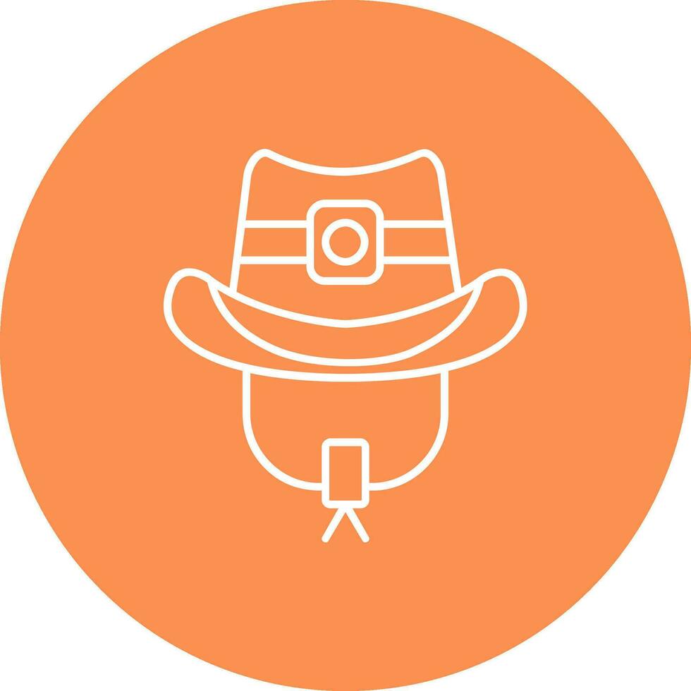 cowboy hatt linje Färg cirkel ikon vektor