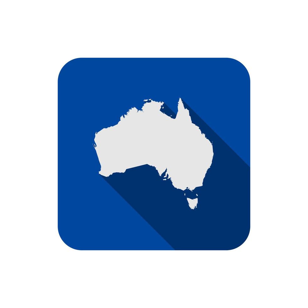 Karte von Australien auf blauem Quadrat mit langem Schatten vektor