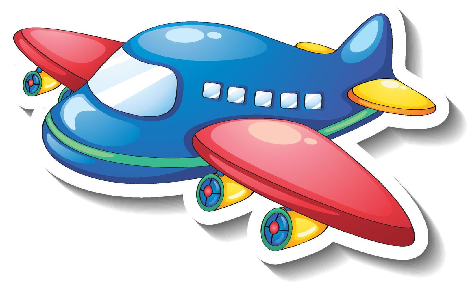 Flugzeug-Cartoon-Aufkleber auf weißem Hintergrund vektor