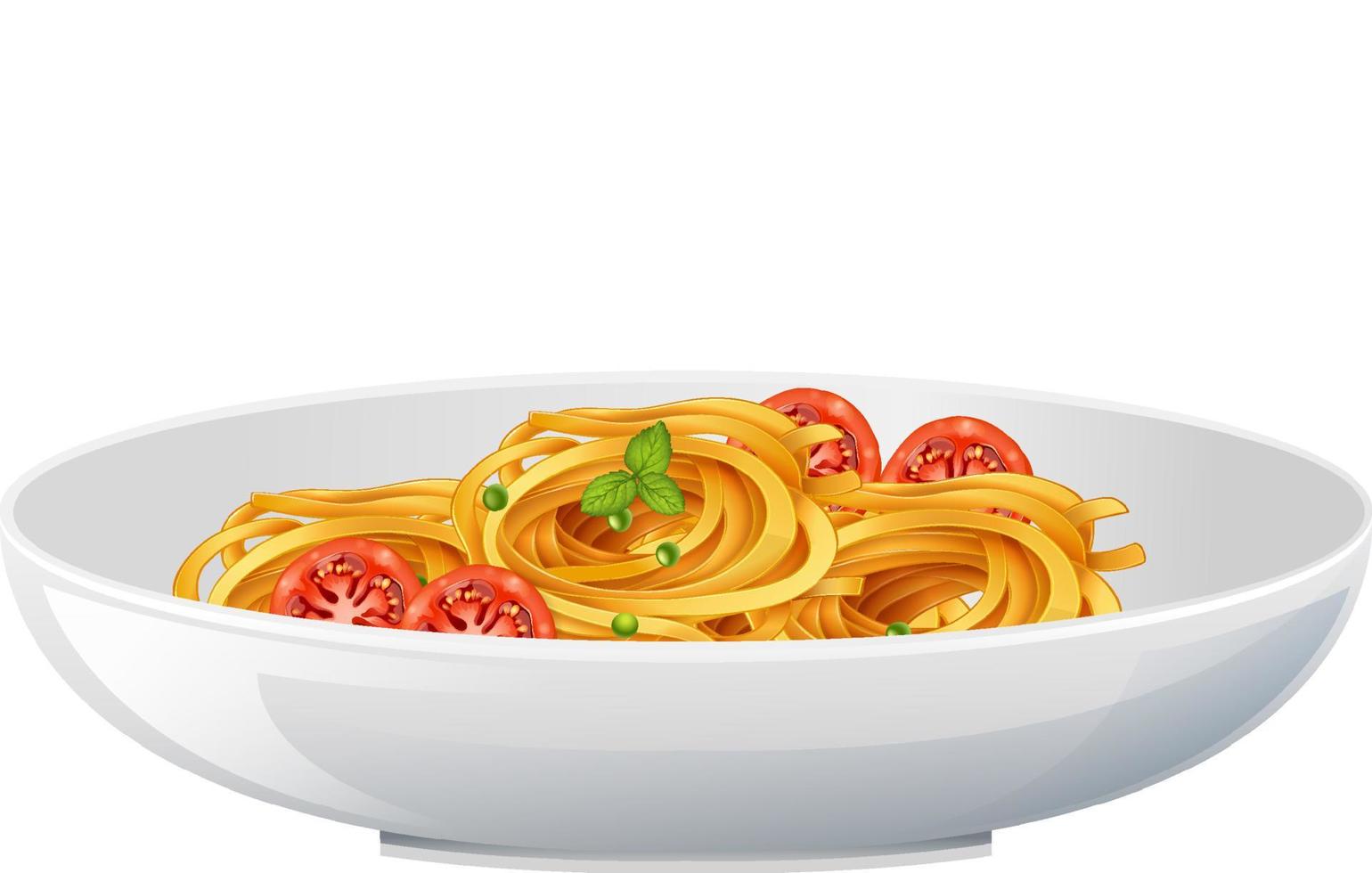 skål med spaghetti med isolerad tomat vektor