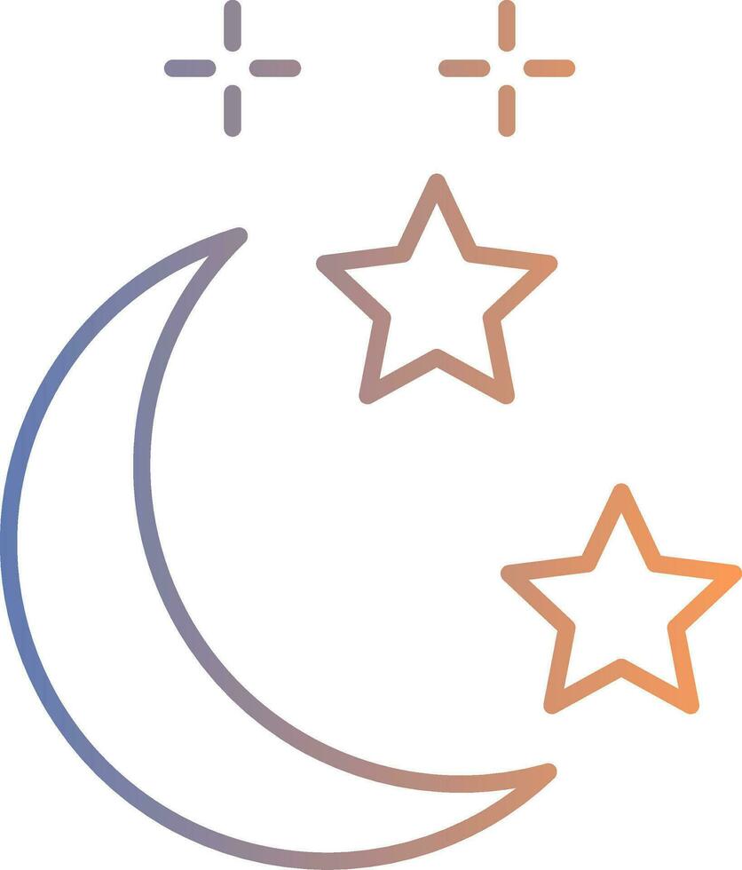 Mond und Star Linie Gradient Symbol vektor