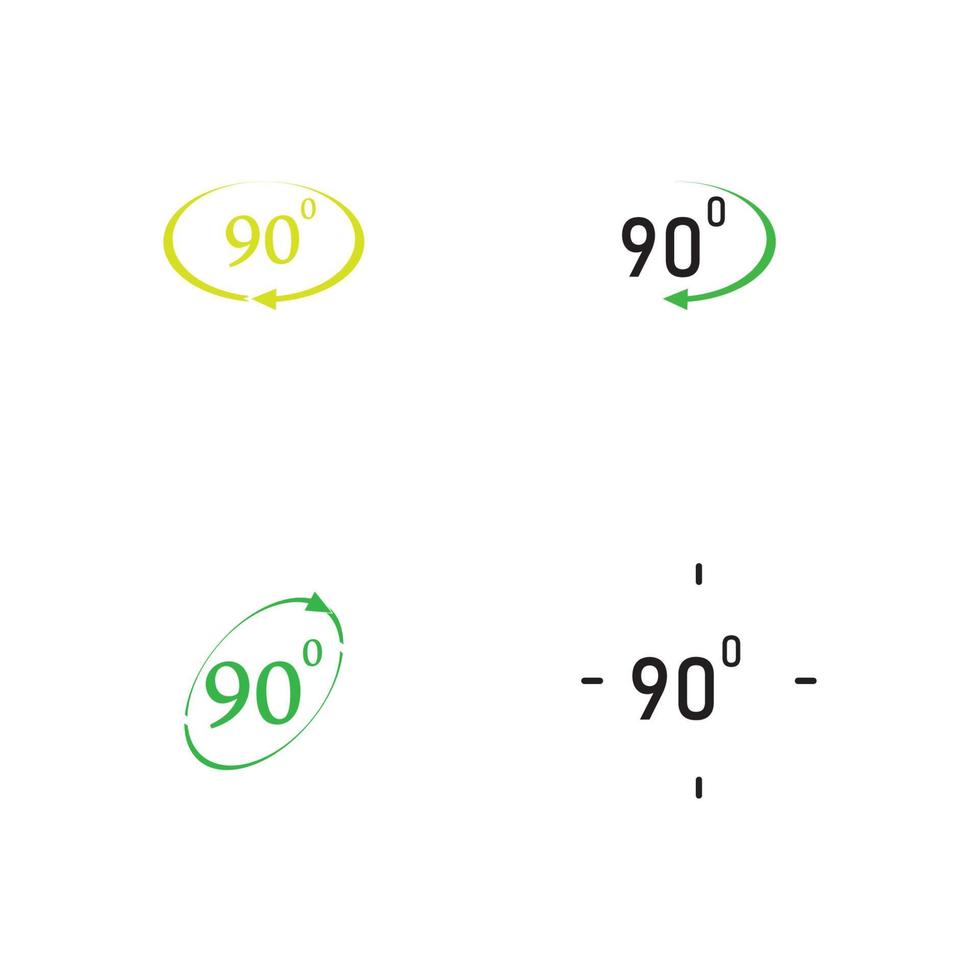 Winkel 90 Grad Zeichensymbol. Geometrie mathematisches Symbol. rechter Winkel. klassische flache Ikone. farbige Kreise. Vektor
