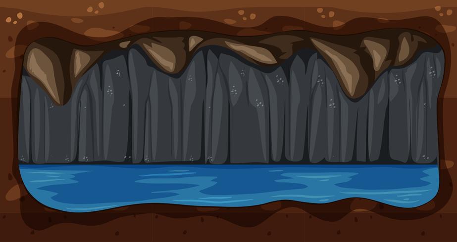 En Dark Underground Water Cave Vector