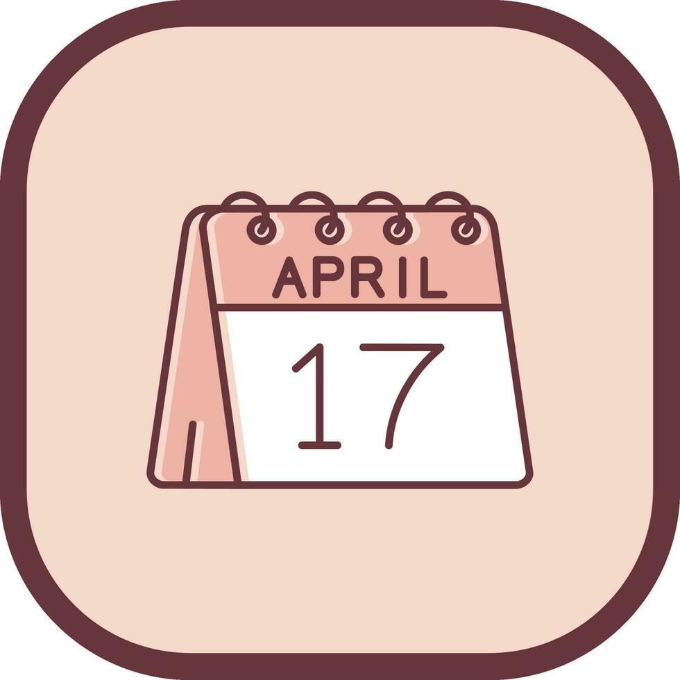 17:e av april linje fylld halkade ikon vektor