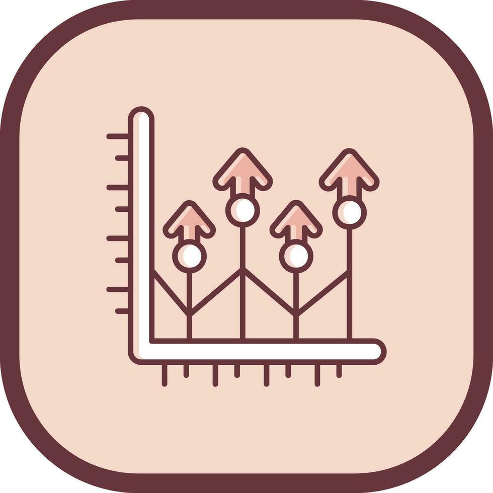 växa upp linje fylld halkade ikon vektor