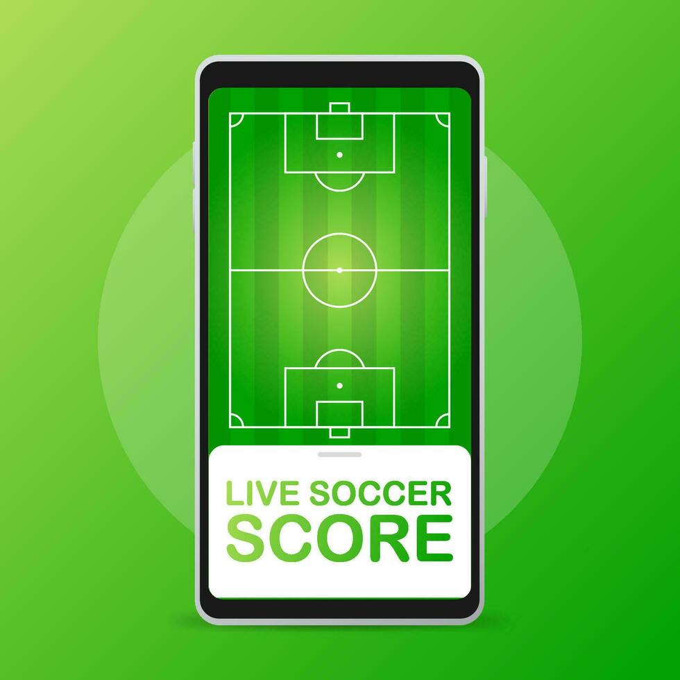 mobil fotboll fotboll. mobil sport spela match. uppkopplad fotboll spel med leva mobil app. vektor