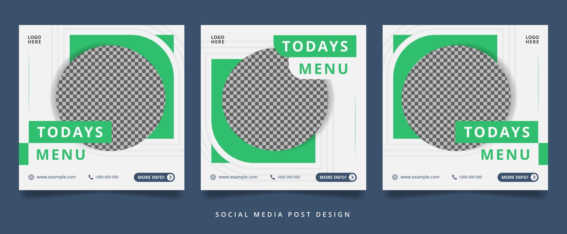 minimalistisk grön kulinarisk flygblad eller banner för sociala medier vektor