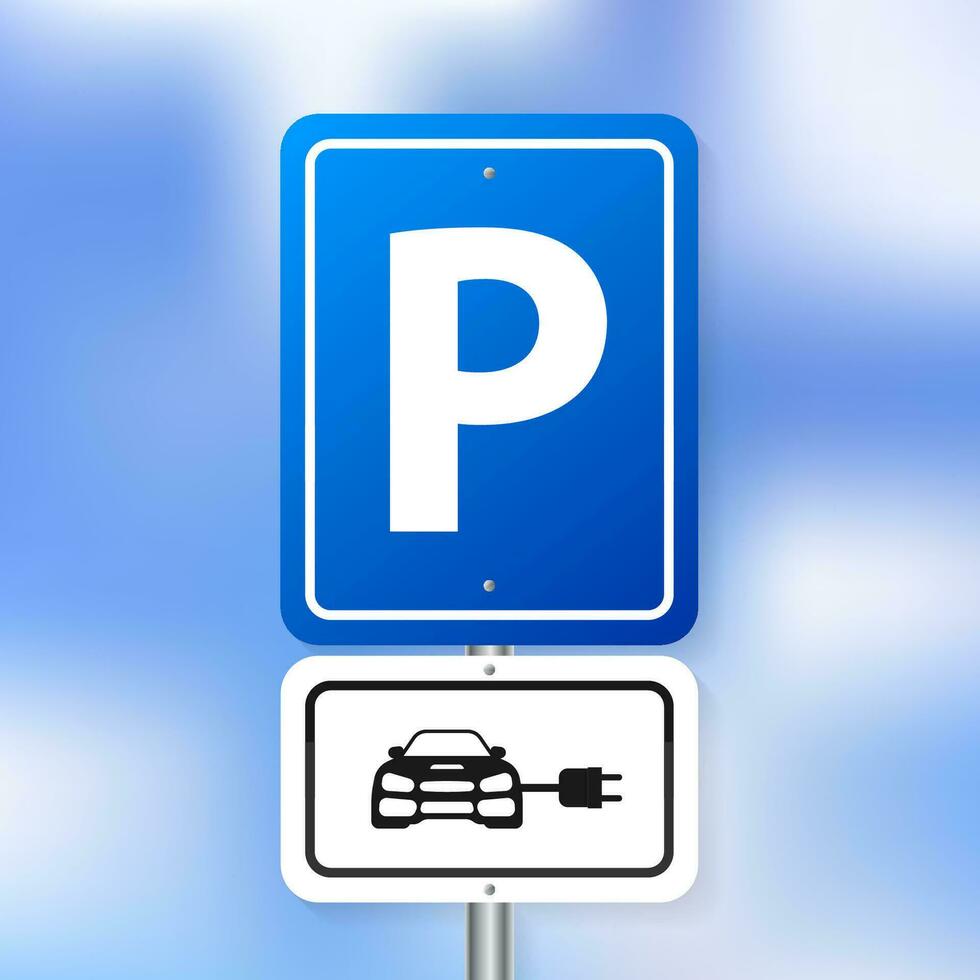 elektrisch Auto und elektrisch Laden Bahnhof Symbol auf ein Weiß Hintergrund. Vektor Illustration