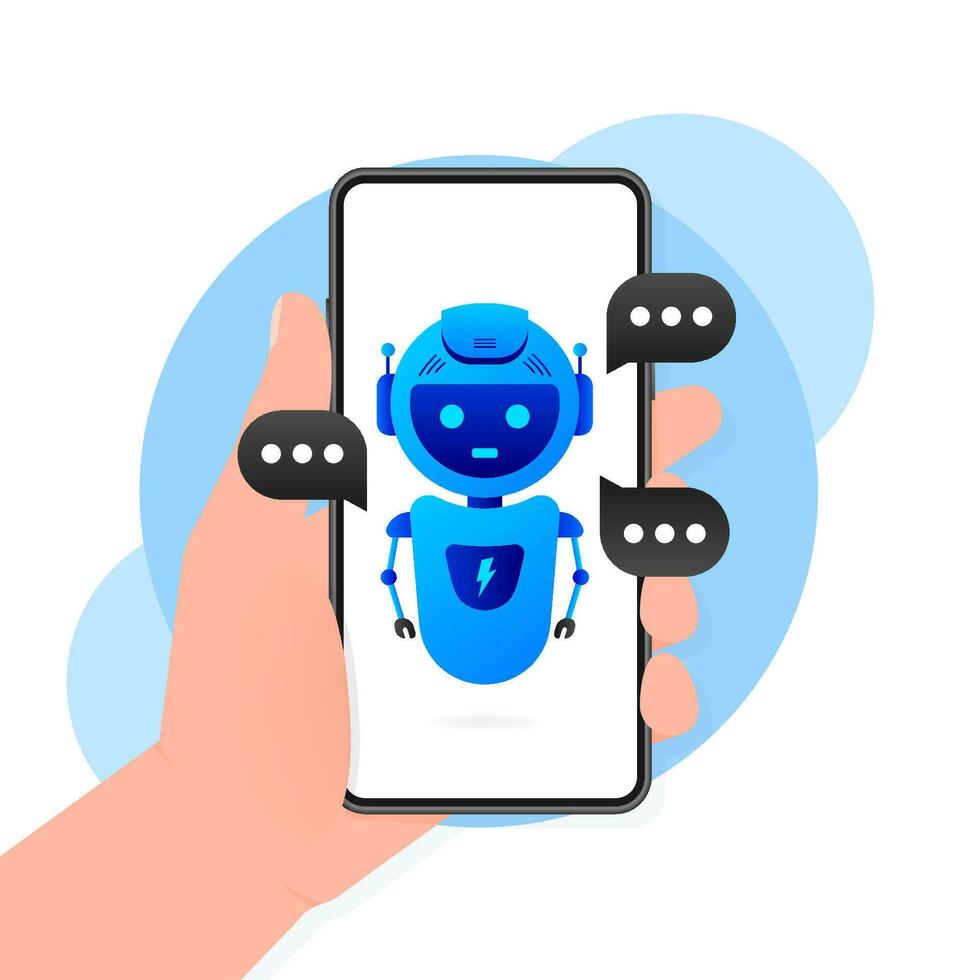 Chatbot Symbol Konzept, Plaudern bot oder Chatterbot. Roboter virtuell Hilfe von Webseite oder Handy, Mobiltelefon Anwendungen. Vektor Illustration