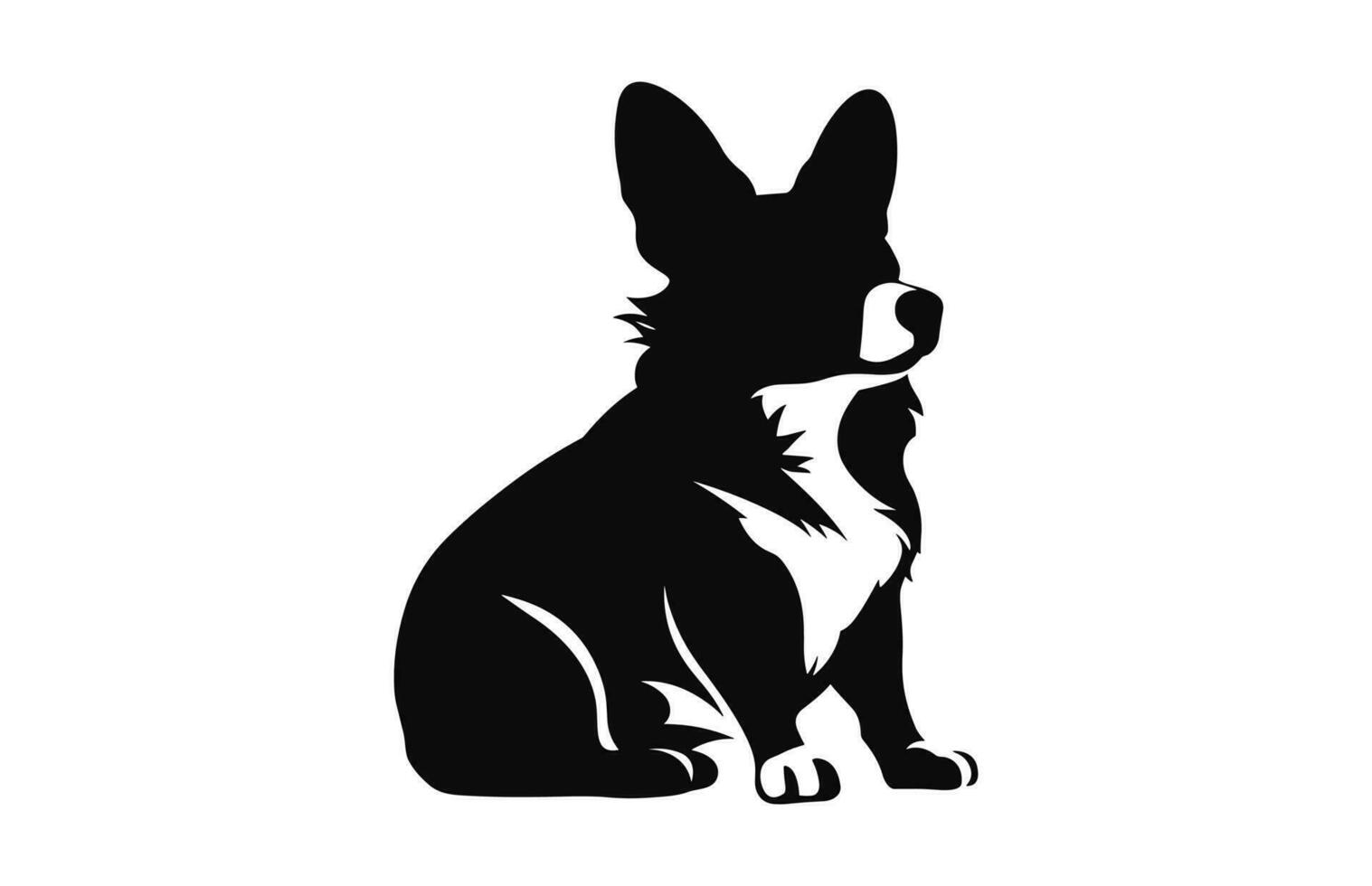 ein Corgi Hund schwarz Vektor Silhouette isoliert auf ein Weiß Hintergrund