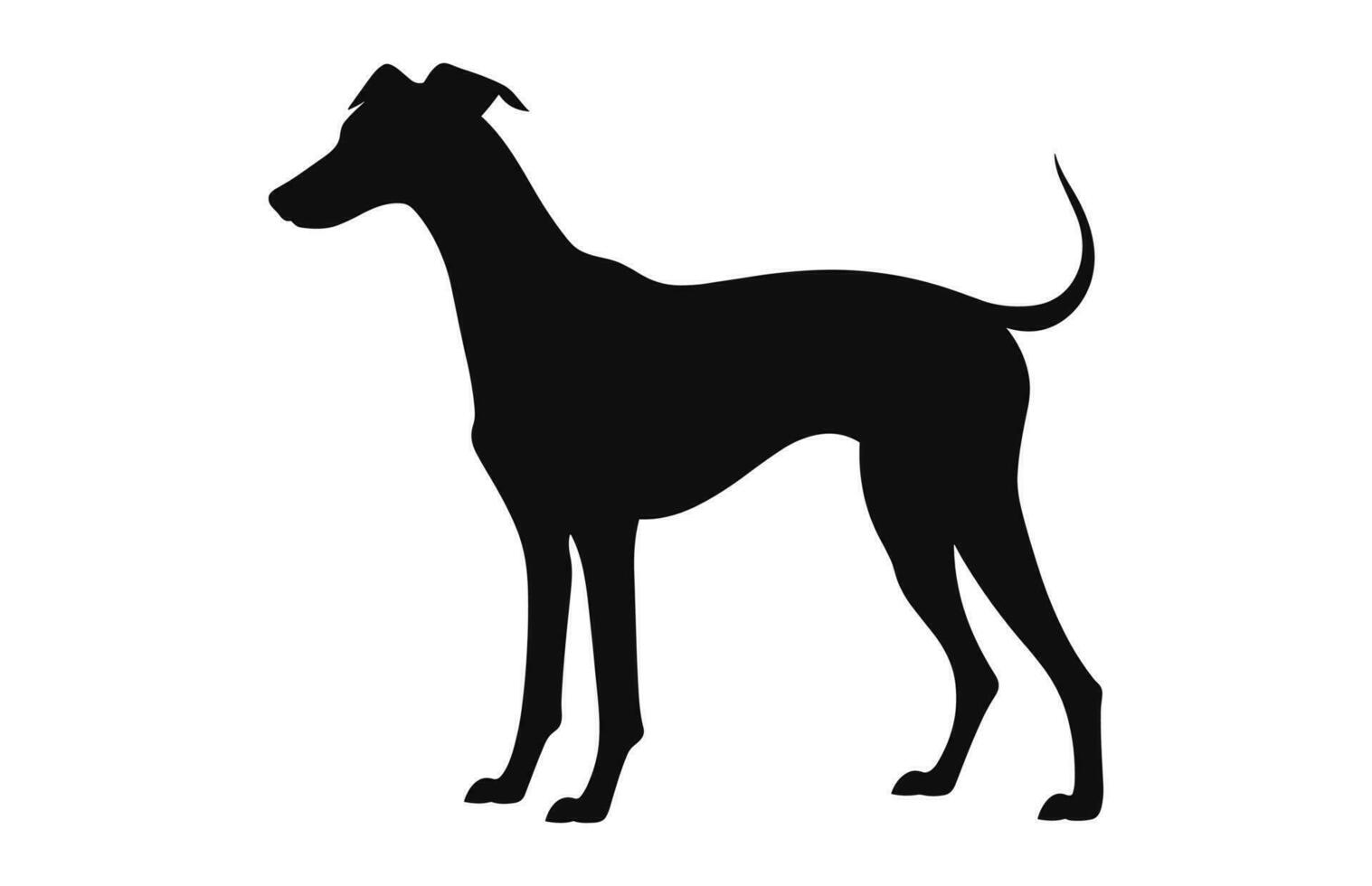 en vinthund hund svart silhuett vektor fri