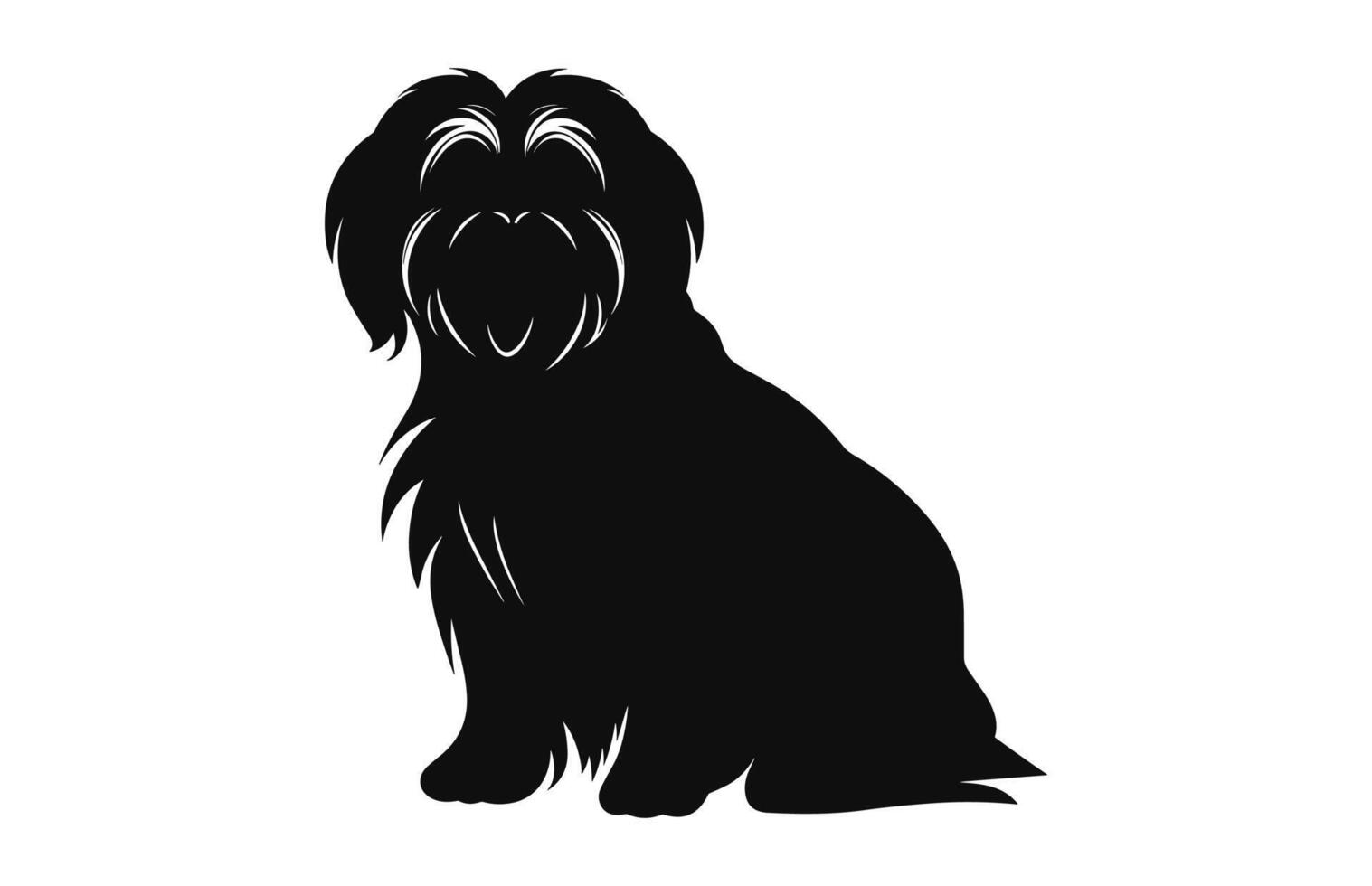 en shih tzu hund svart silhuett vektor fri