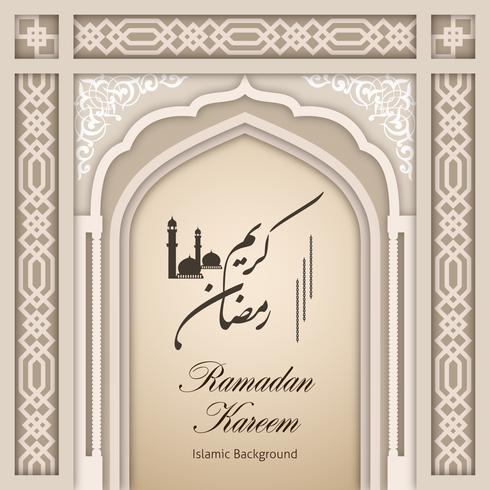 Ramadan Kareem Greeting Bakgrund Islamic Arch vektor