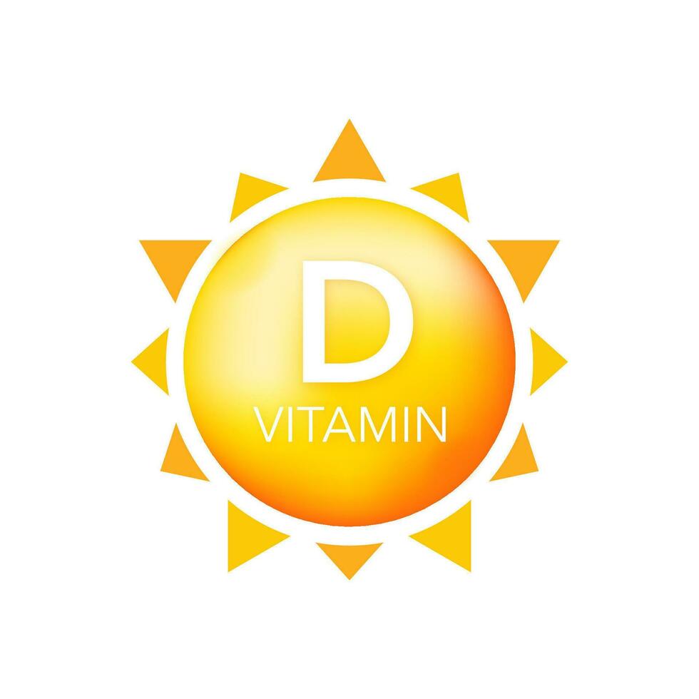 vitamin d i Sol på vit bakgrund. uv element. vektor illustration.