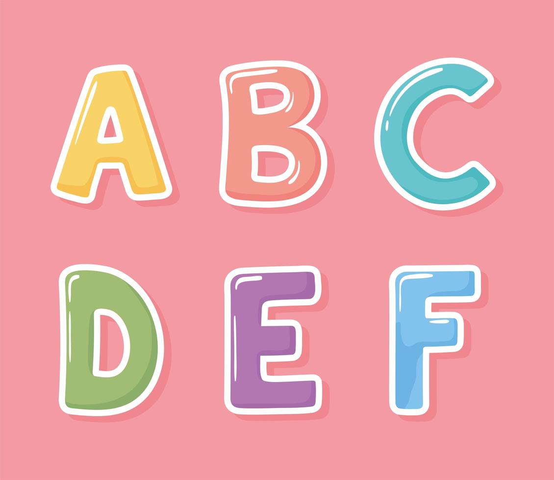 alfabetet bokstäver tecknad vektor