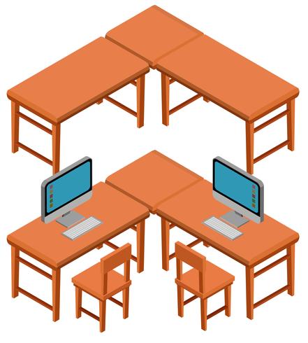 3D-Design für Tische und Stühle vektor
