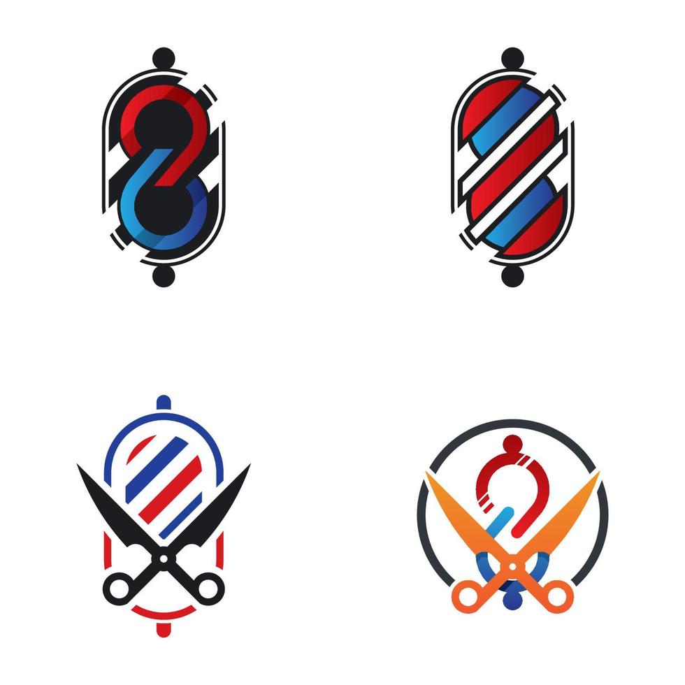 barbershop logotyp ikonuppsättning vektor