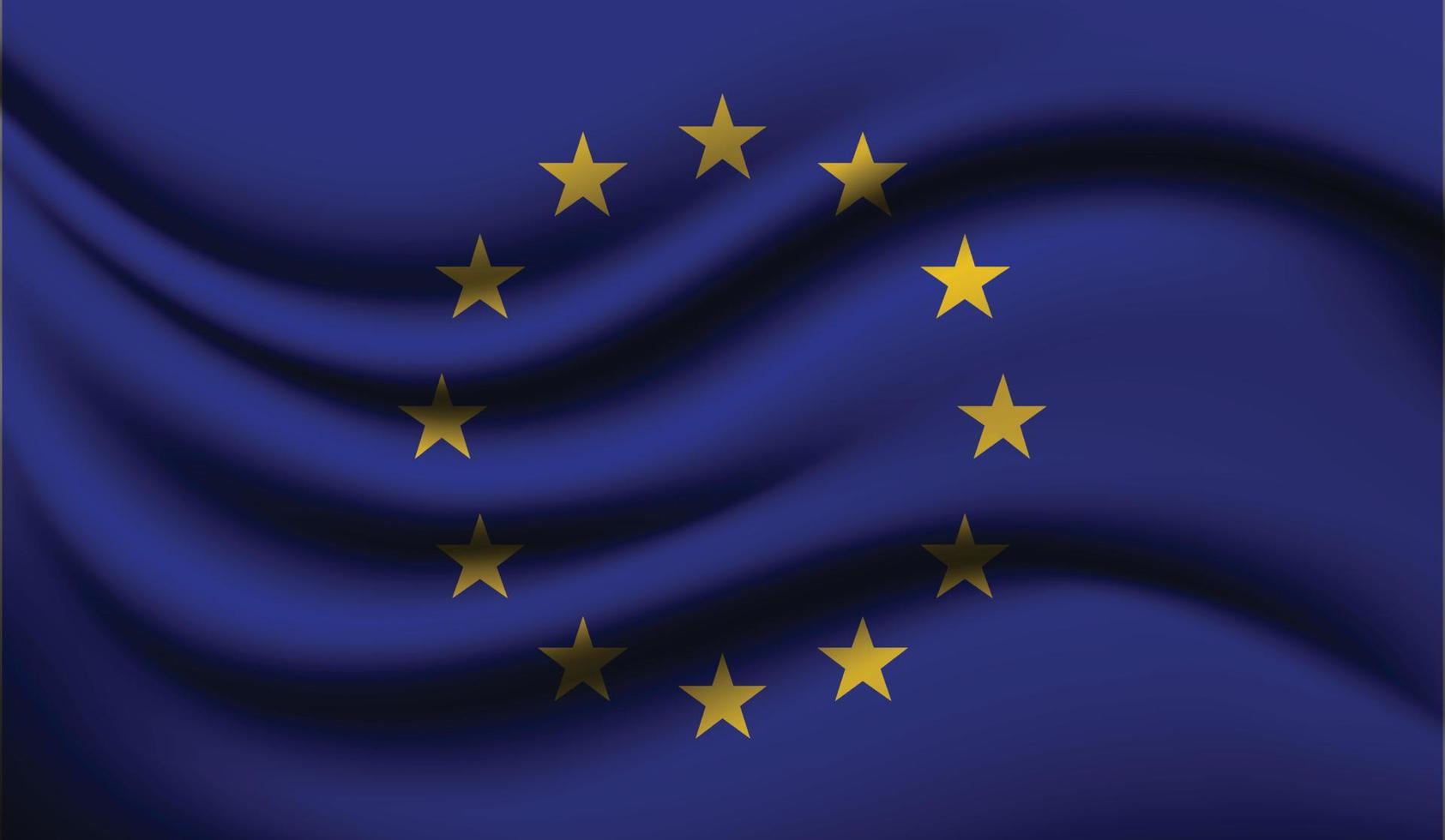 Europeiska unionens realistiska viftande flaggdesign vektor