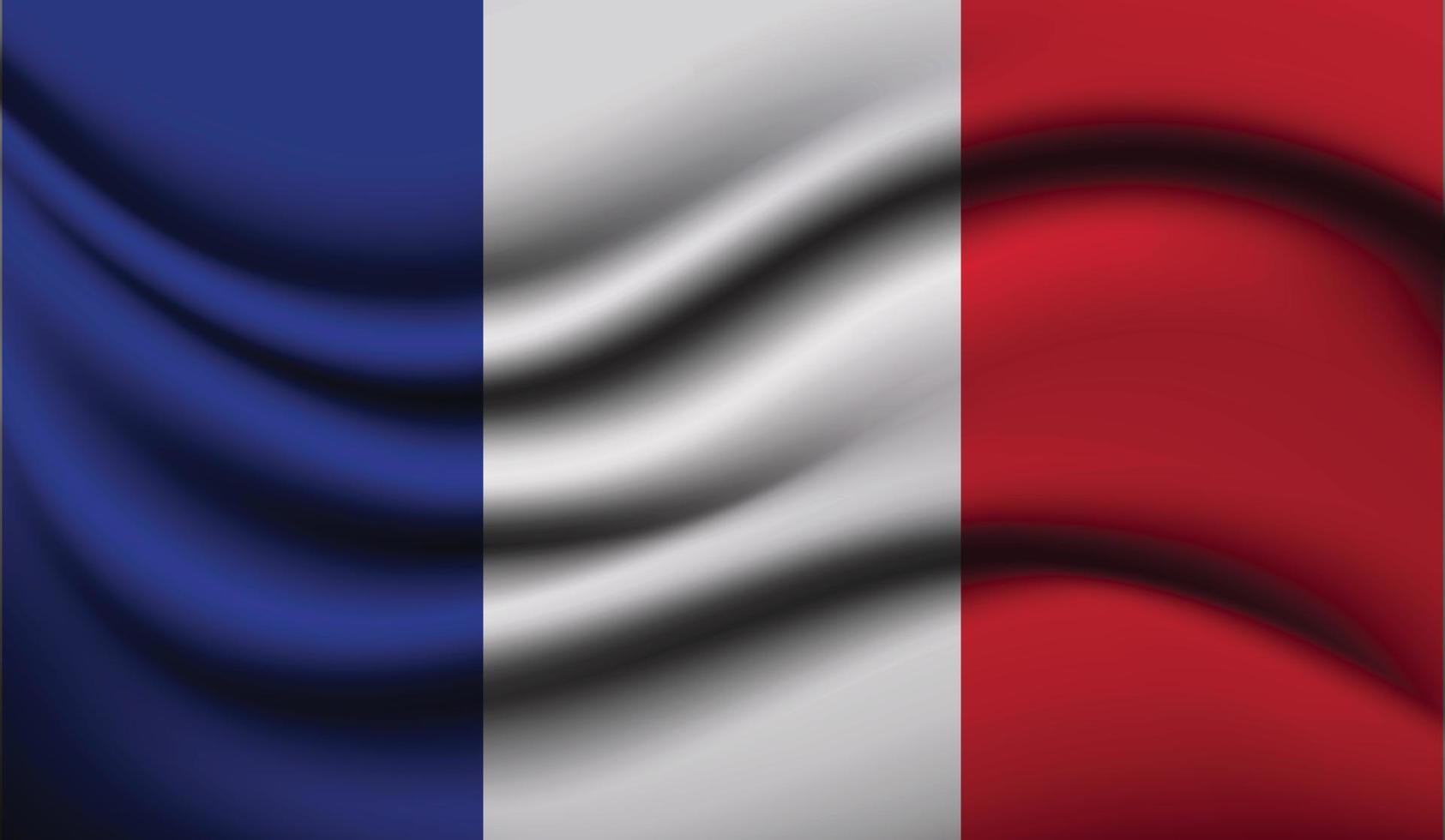 Frankreich realistisches wehendes Flaggendesign vektor