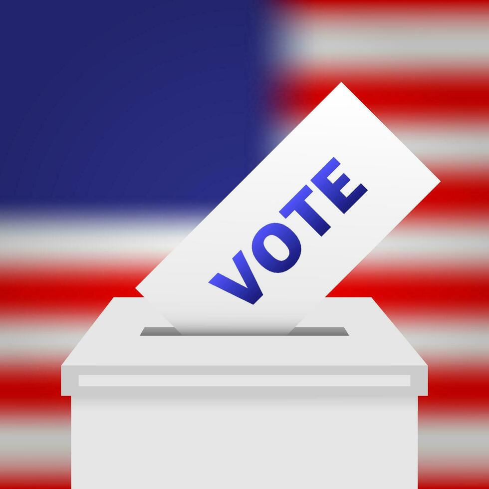 Abstimmung USA im amerikanisch Stil. Blau Abstimmung USA auf Grün Hintergrund. Vektor Symbol