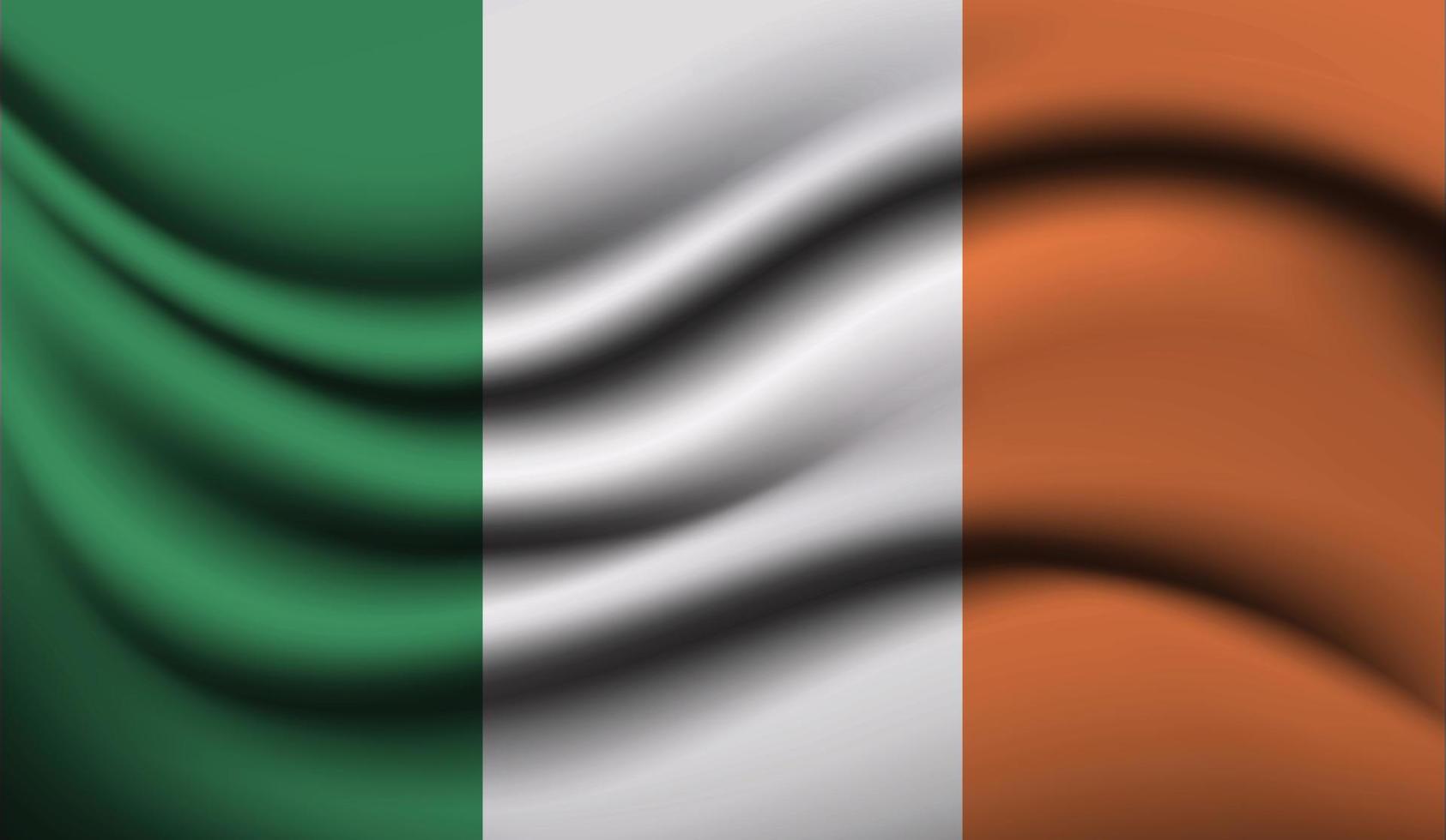 Irland realistisches wehendes Flaggendesign vektor