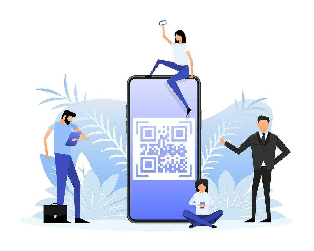 Scan qr Code Menschen, großartig Design zum irgendein Zwecke. eben Design vektor