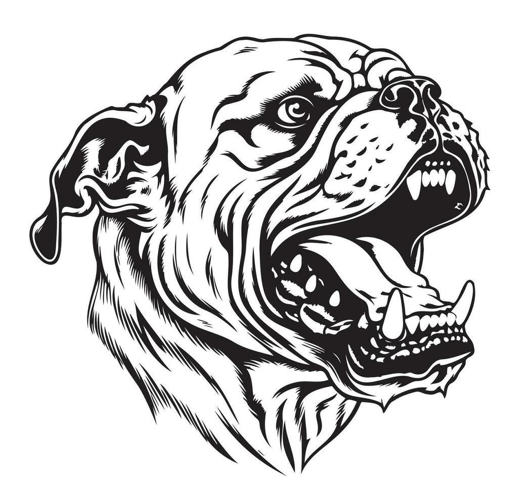 bulldogg. vektor illustration av en skiss populär djur- tecknad serie. arg djur. inhemsk sällskapsdjur