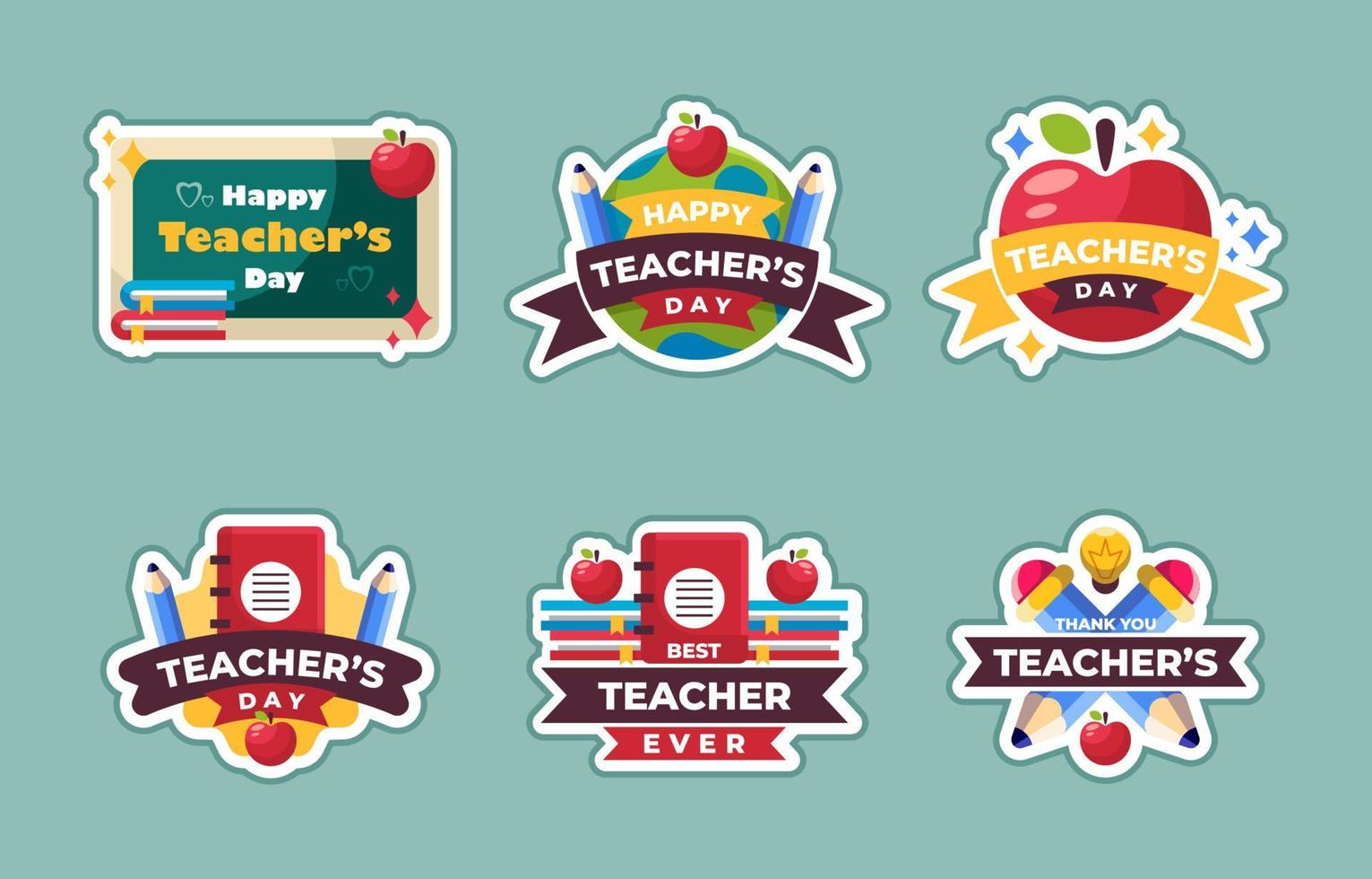 Stickersammlung zum Lehrertag vektor