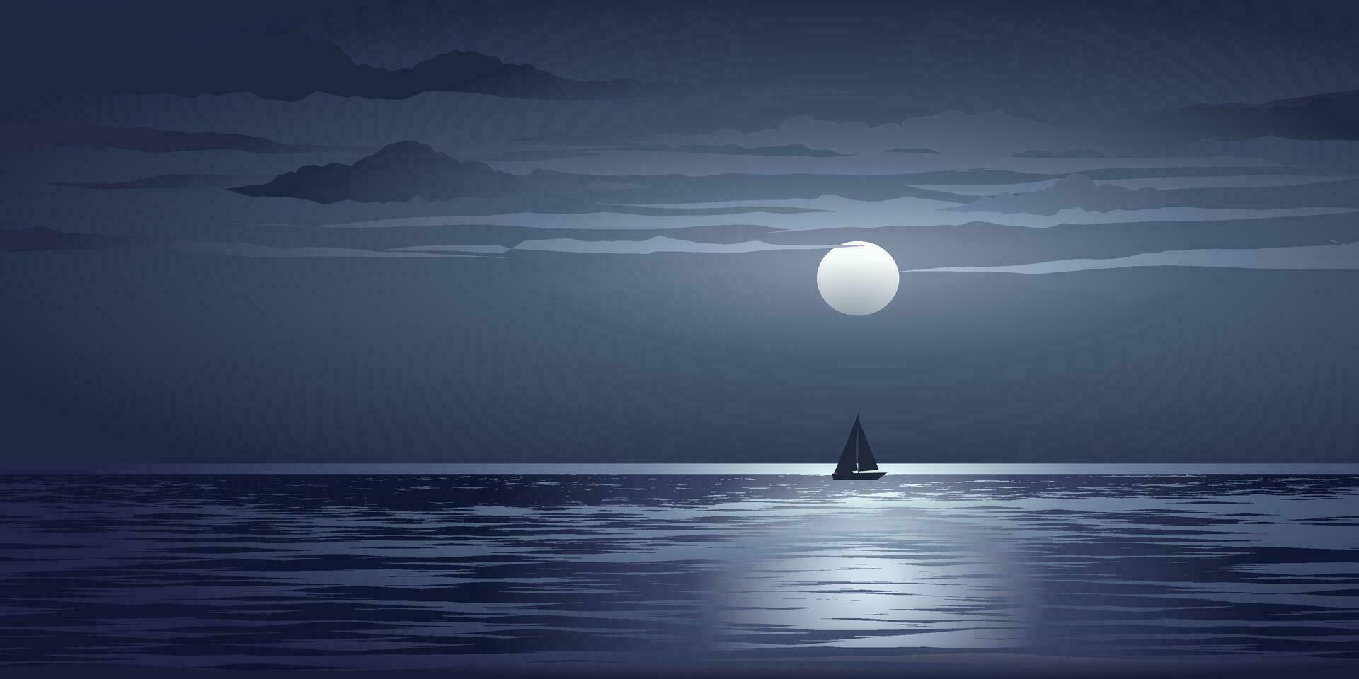 skön dramatisk natt i hav med segling boa vektor