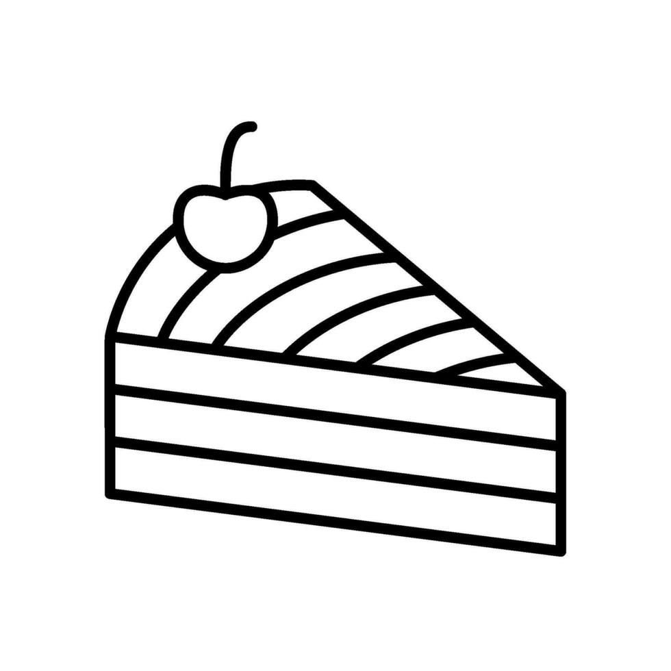 geschnitten Kuchen Symbol mit Kirsche auf oben vektor