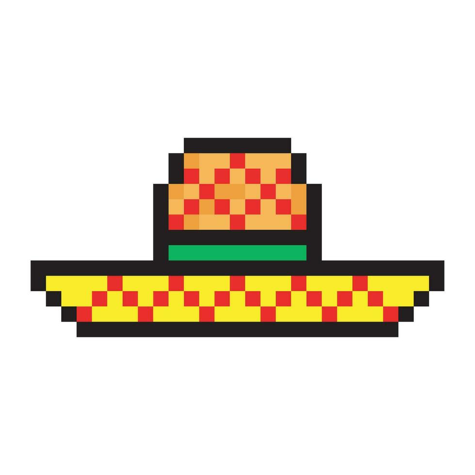 sombrero mexico hatt i pixel konst vektor