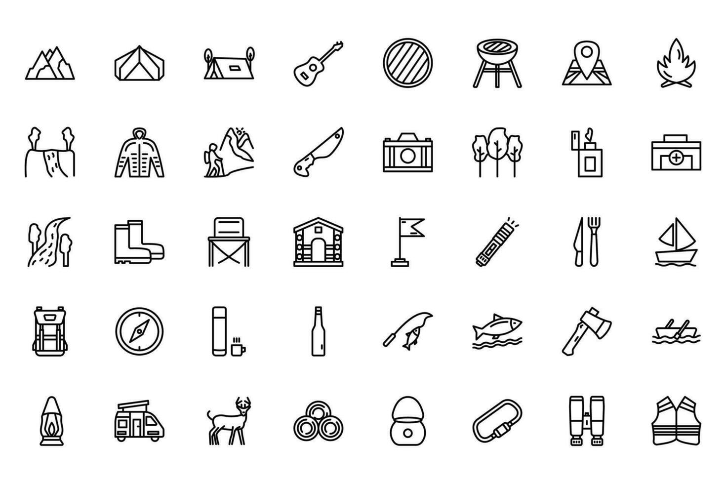 40 element camping ikon uppsättning för din design vektor