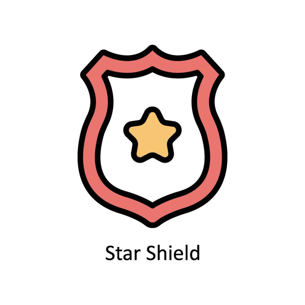 Star Schild Vektor gefüllt Gliederung Symbol Stil Illustration. eps 10 Datei