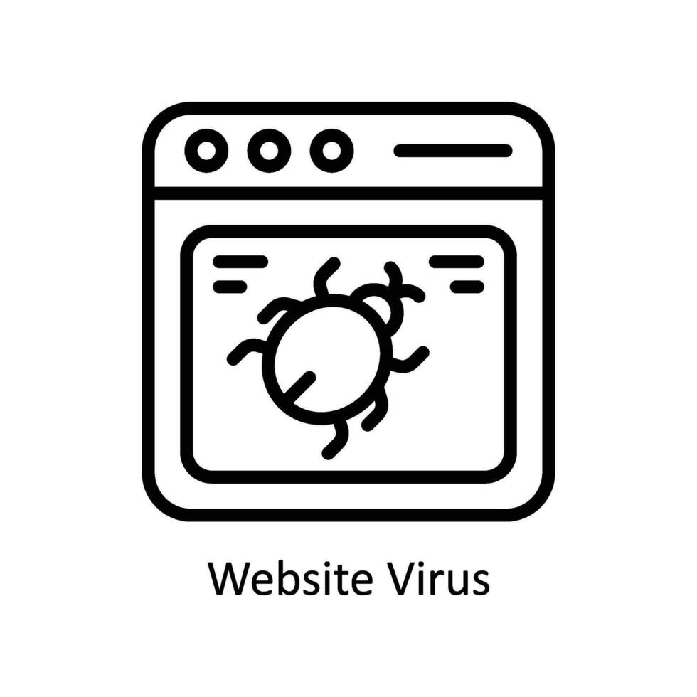 Webseite Virus Vektor Gliederung Symbol Stil Illustration. eps 10 Datei