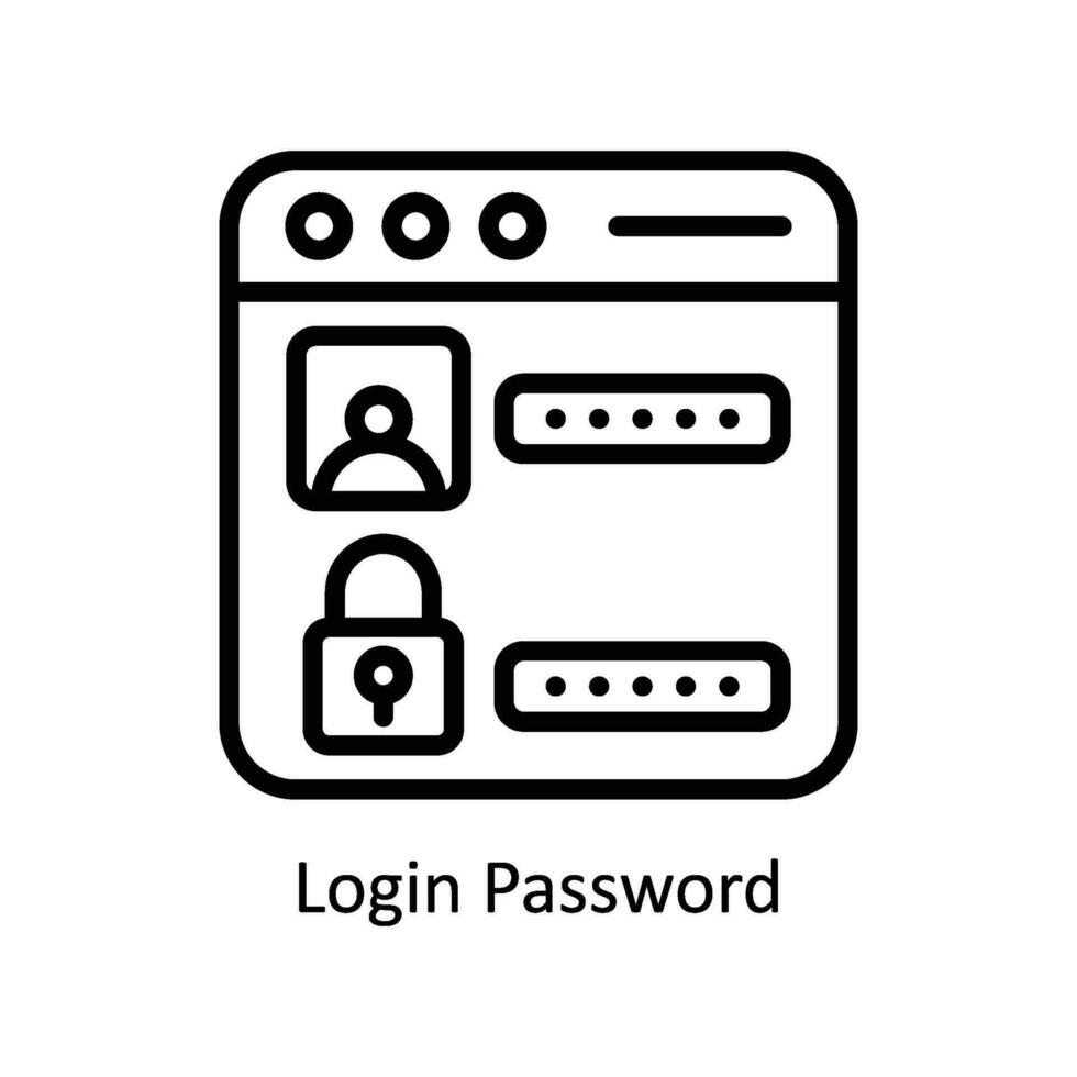 Anmeldung Passwort Vektor Gliederung Symbol Stil Illustration. eps 10 Datei