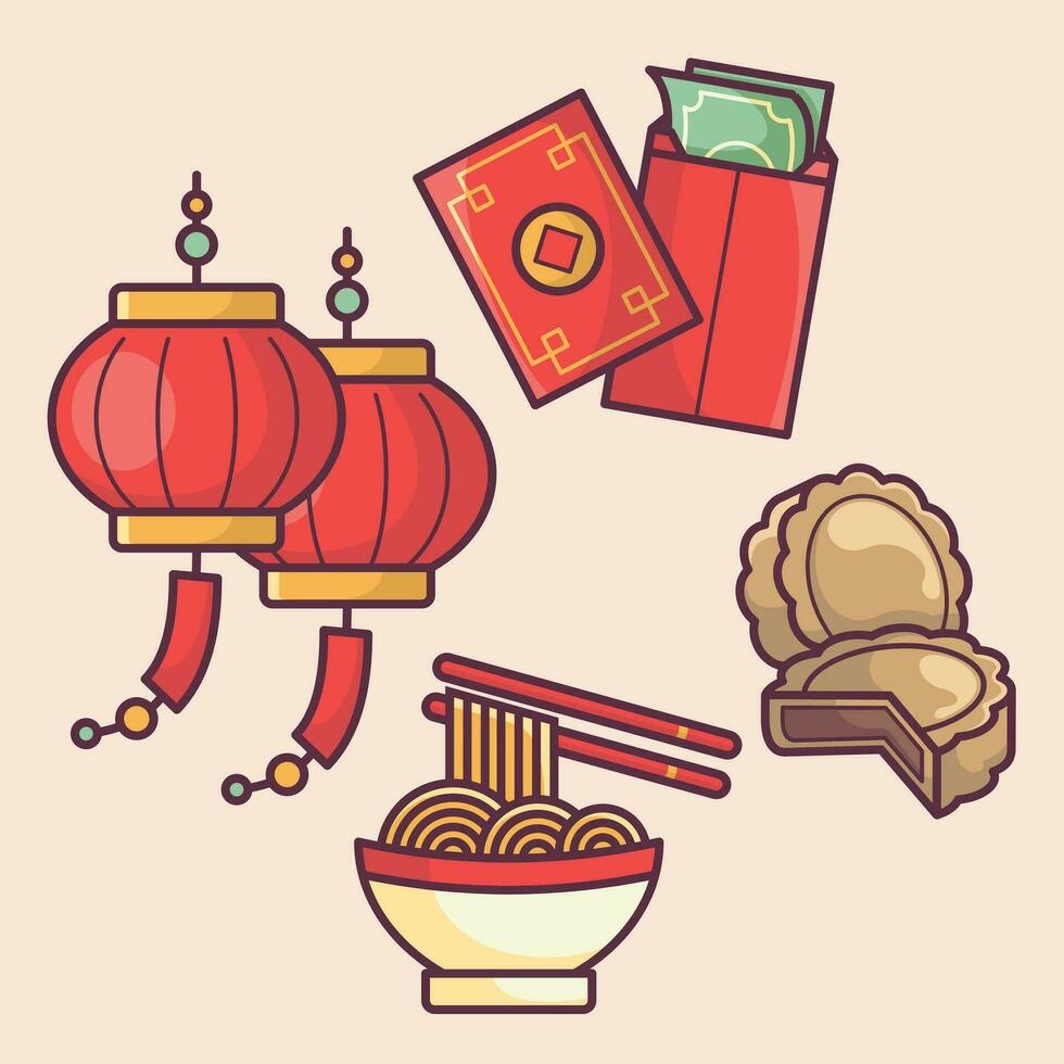 kinesisk lunar ny år firande traditionell Semester ikon vektor konst material. färgrik och propert design