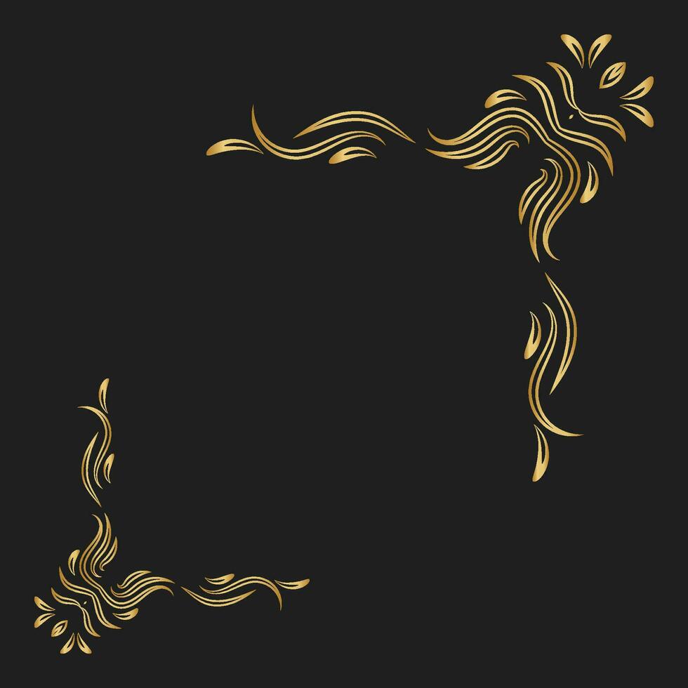 guld årgång hörn och ram vektor element. antik virvla runt delare mönster lyx prydnad. filigran design calligraphic dekoration för ram, hälsning kort, inbjudan, meny, certifikat.