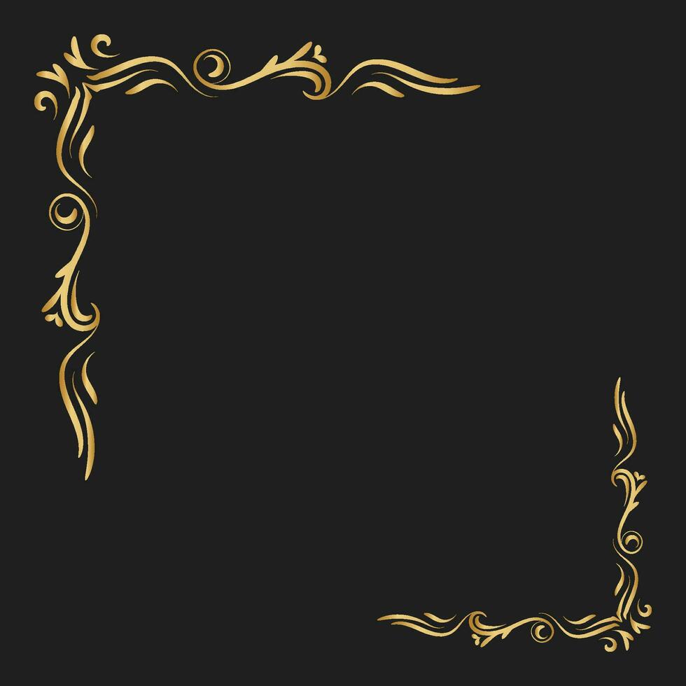 lyx årgång hörn ram guld Färg vektor element. klassisk virvla runt delare mönster prydnad. filigran design calligraphic dekoration för ram, hälsning kort, inbjudan, meny, certifikat.