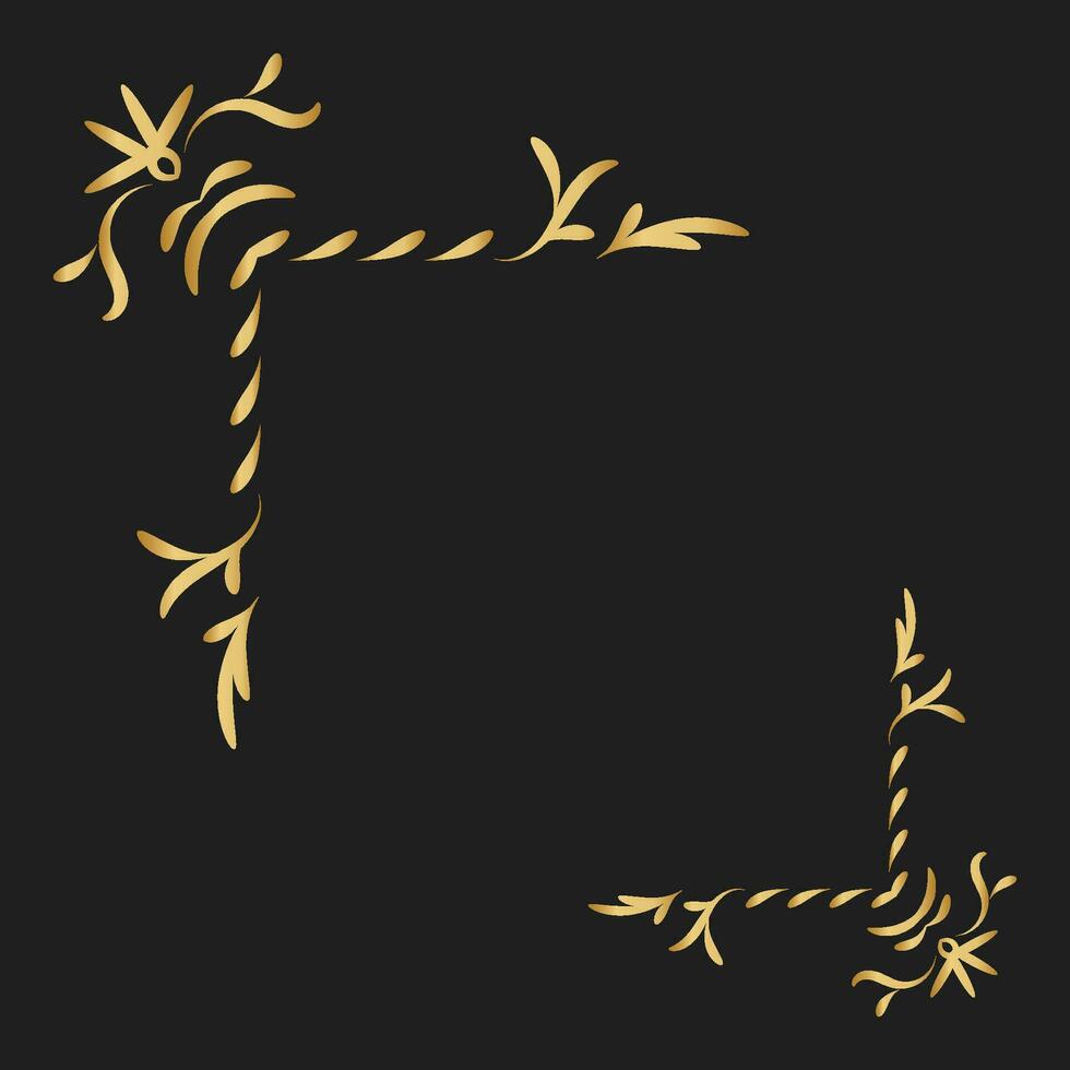 Luxus Jahrgang Ecke Rahmen Gold Farbe Vektor Element. klassisch Strudel Teiler Muster Ornament. Filigran Design kalligraphisch Dekoration zum rahmen, Gruß Karte, Einladung, Speisekarte, Zertifikat.