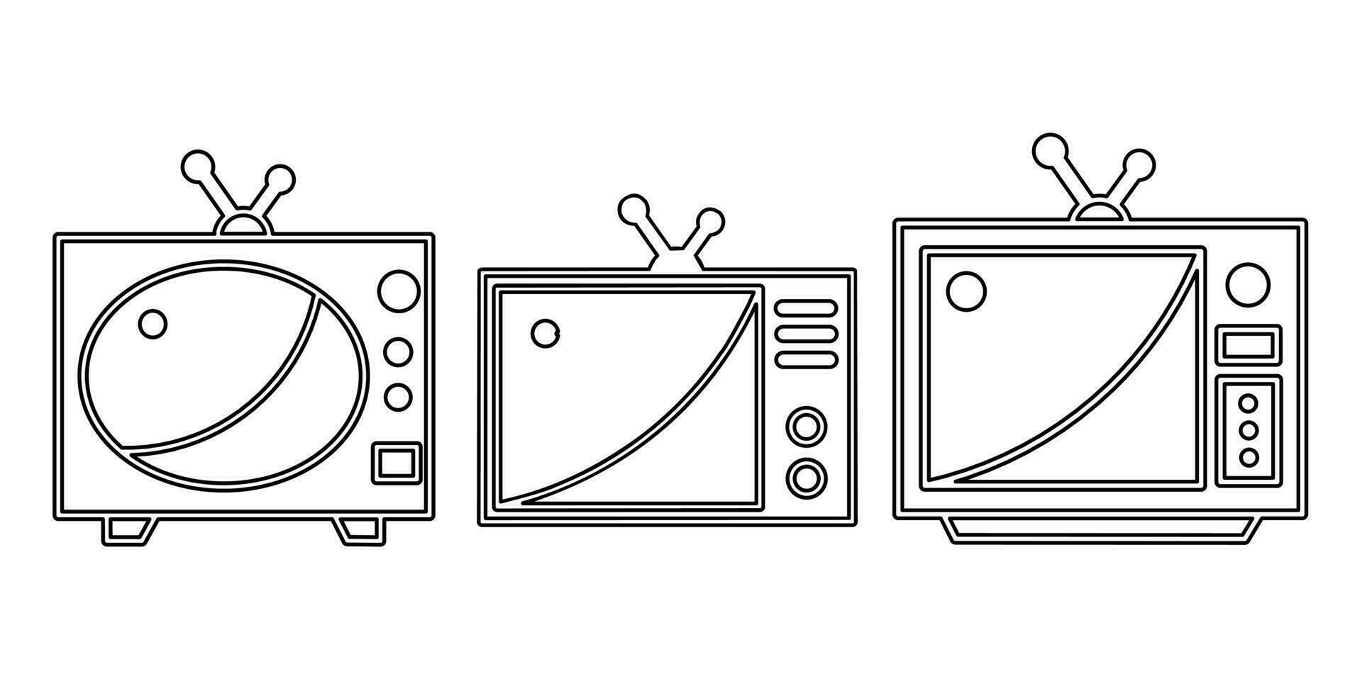 Fernsehen Symbol schwarz Linie Design. Lager Vektor Illustration.