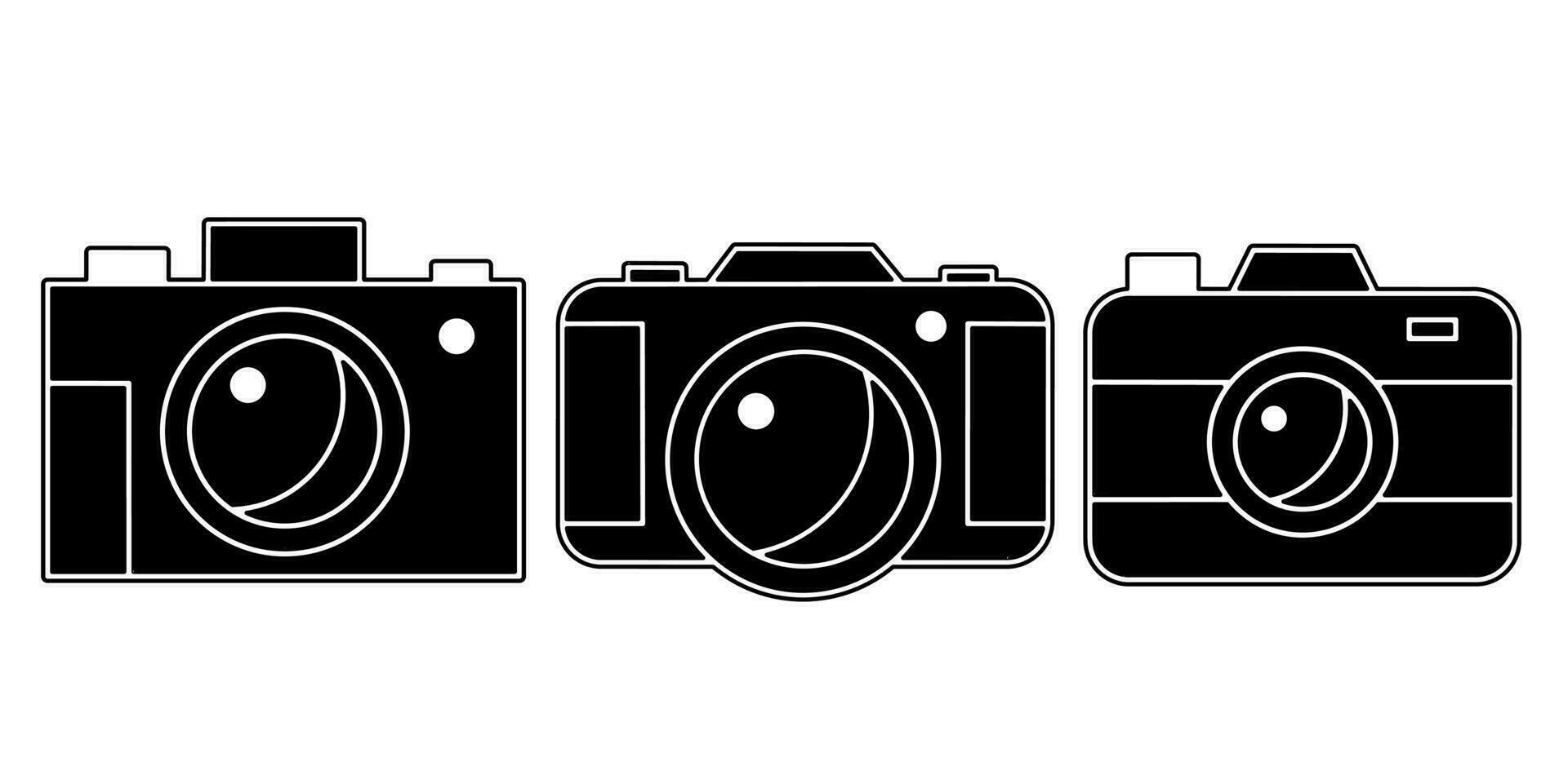 kamera ikon samling. ett illustration av en svart kamera ikon. stock vektor. vektor