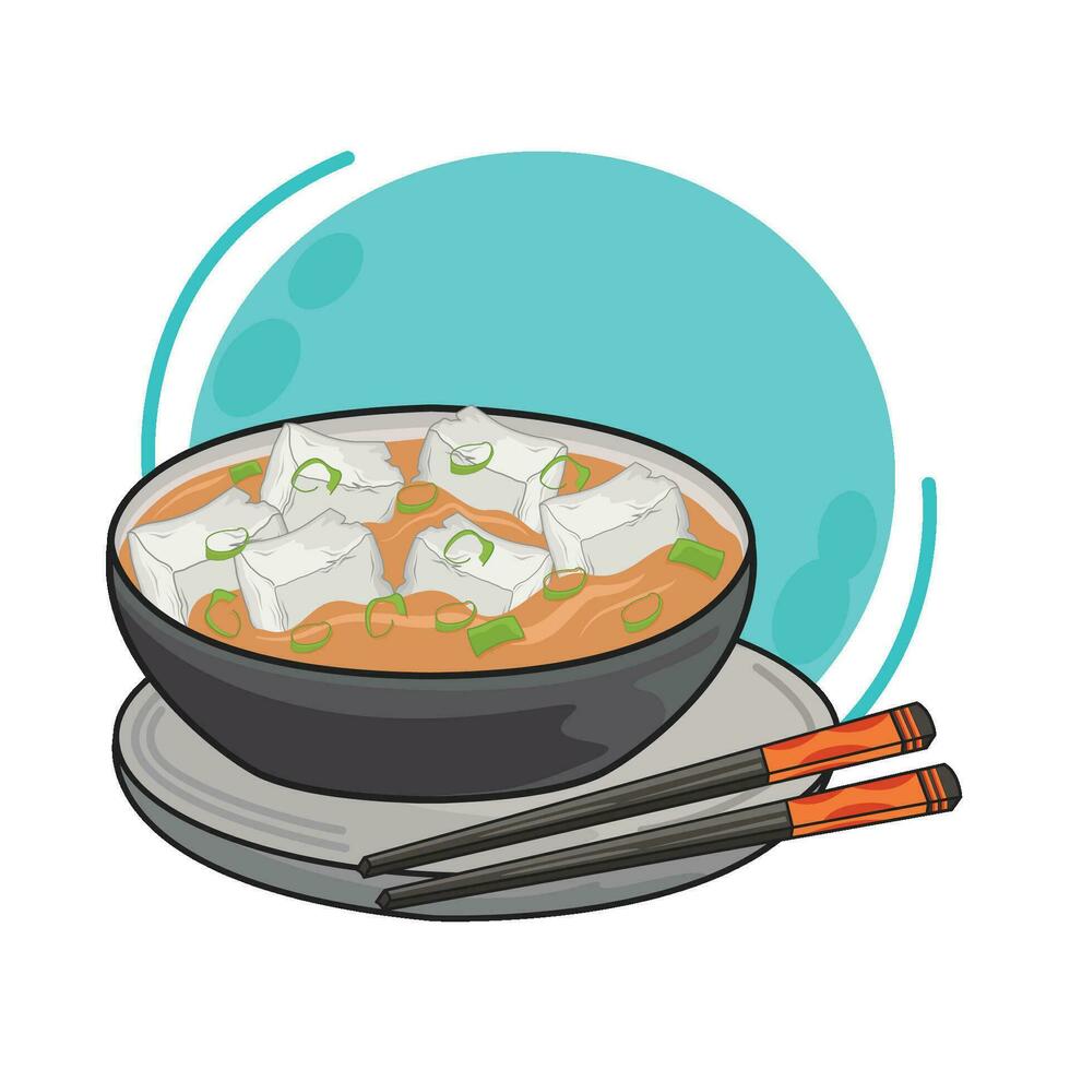 Illustration von Tofu Suppe vektor